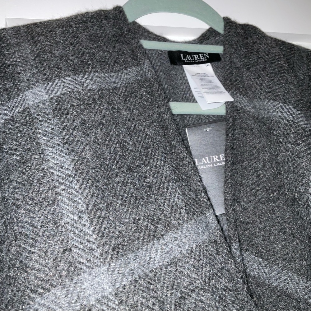 Lauren Ralph Lauren Herringbone Windowpane Reversible Ruana - Picture 2 of 5